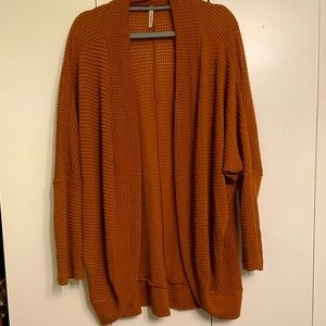 Rust waffle cocoon style cardigan